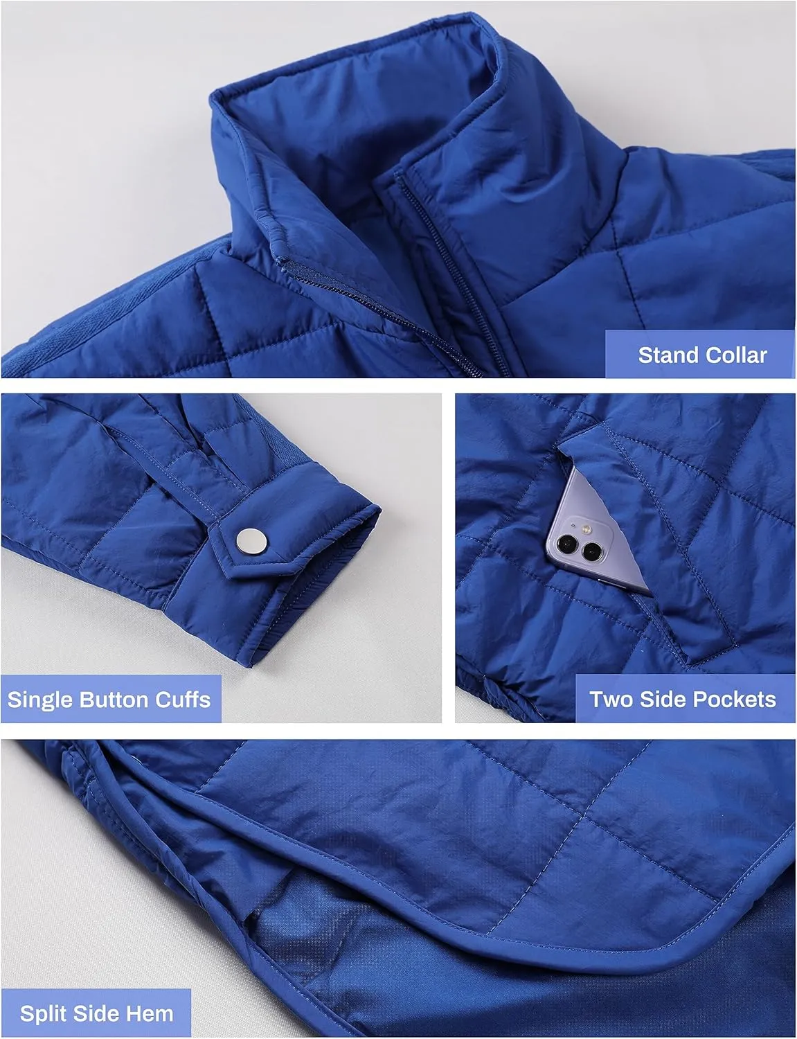 Huaqiao Womens Quilted Puffer Jackets Lightweight Zipper Short Winter Coat with Pockets