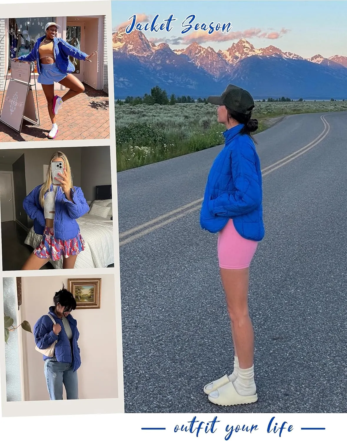 Huaqiao Womens Quilted Puffer Jackets Lightweight Zipper Short Winter Coat with Pockets