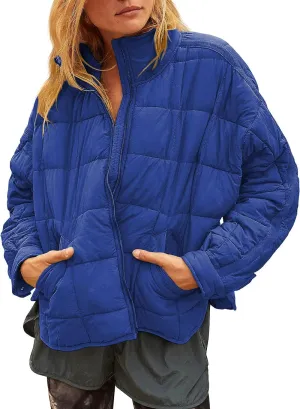Huaqiao Womens Quilted Puffer Jackets Lightweight Zipper Short Winter Coat with Pockets
