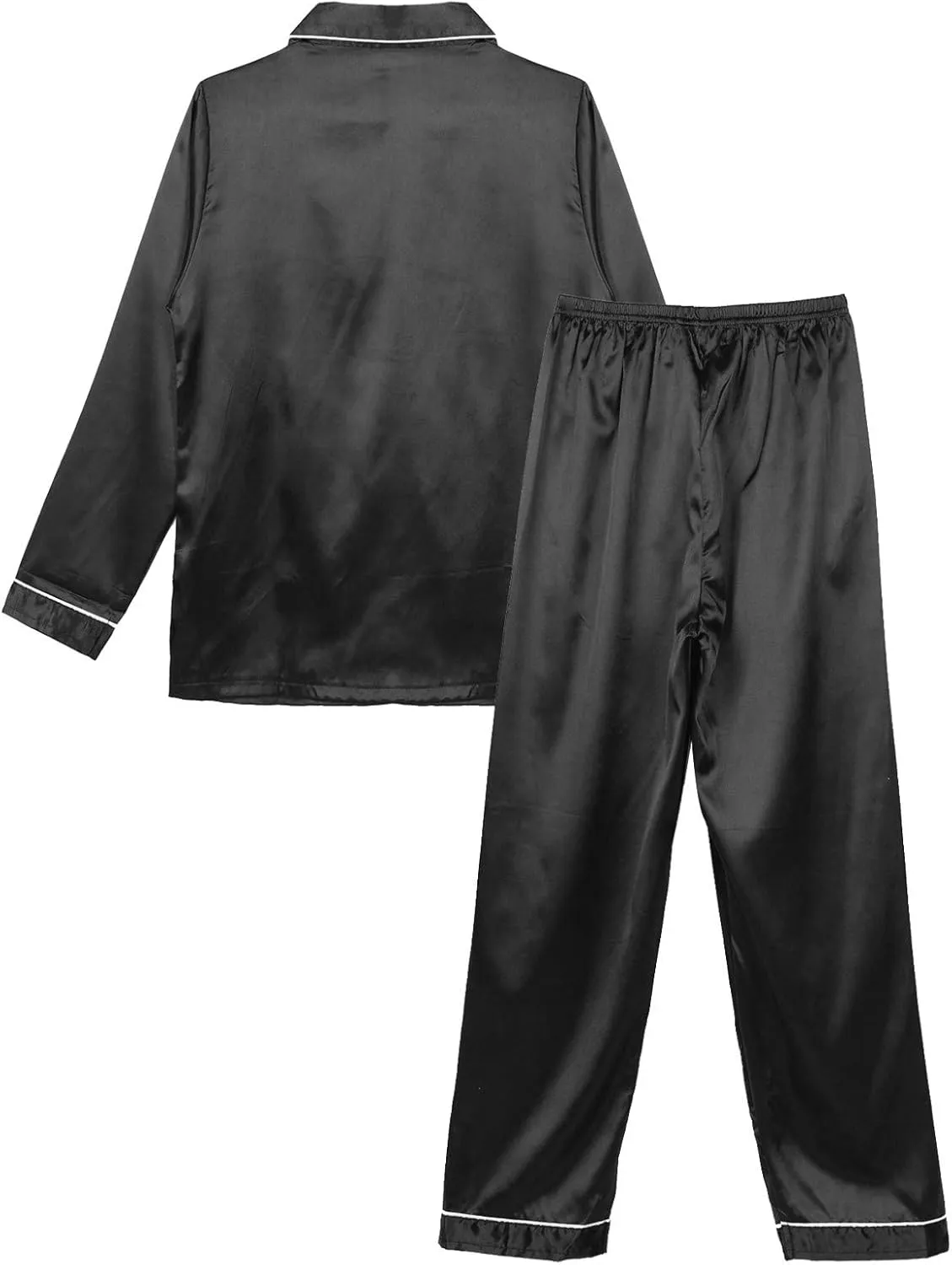 iiniim Women Satin Pajama Set Long Sleeve Sleep Shirt and Pajama Pants Pj Set Loungewear Sleepwear