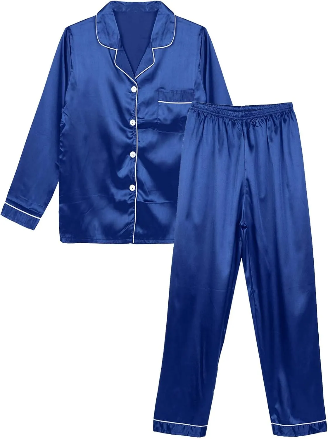 iiniim Women Satin Pajama Set Long Sleeve Sleep Shirt and Pajama Pants Pj Set Loungewear Sleepwear
