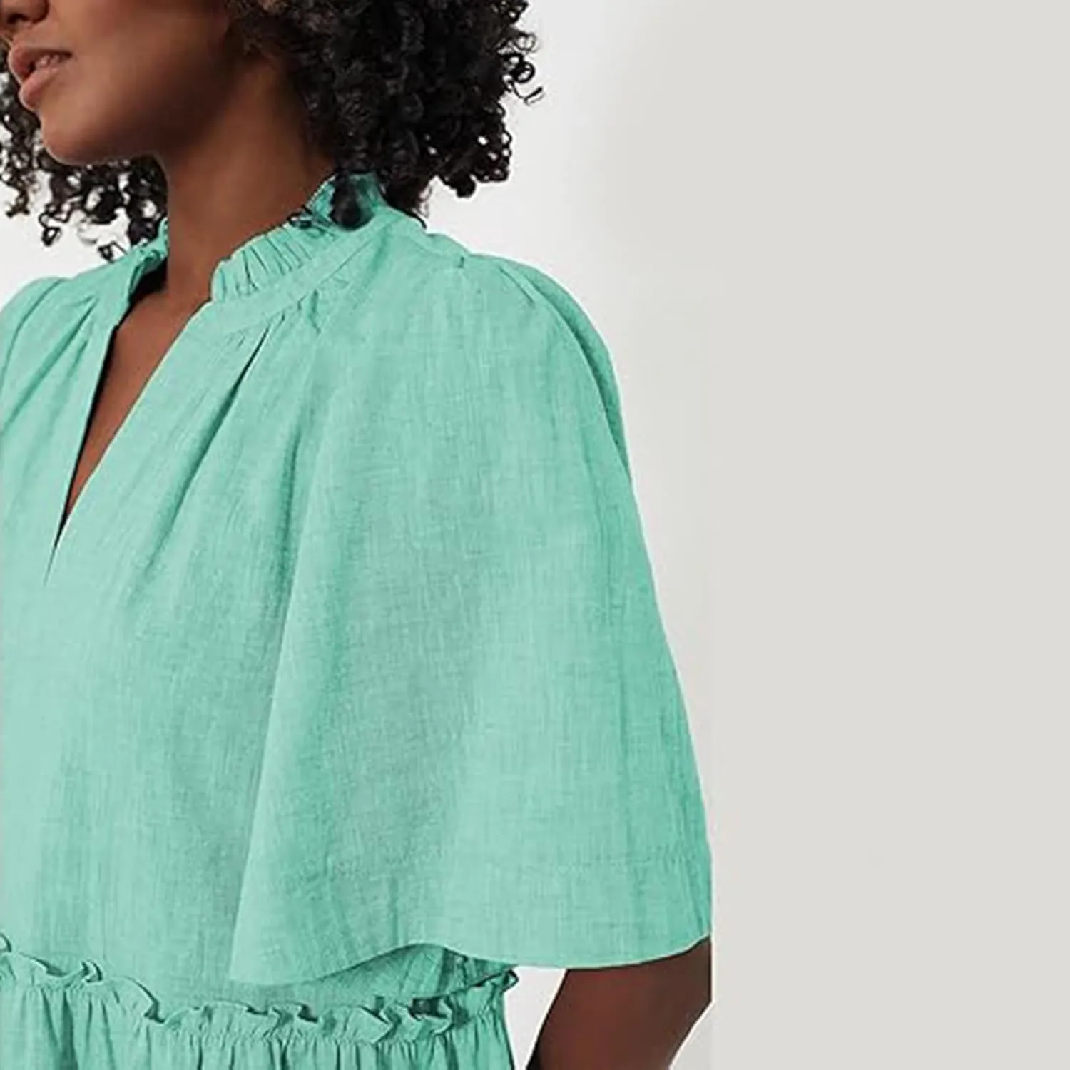 IMISSILLEB Women Summer Babydoll Dress Flutter Sleeve V Neck Tiered Short Sundress Casual Loose Flowy Collared Mini Dress