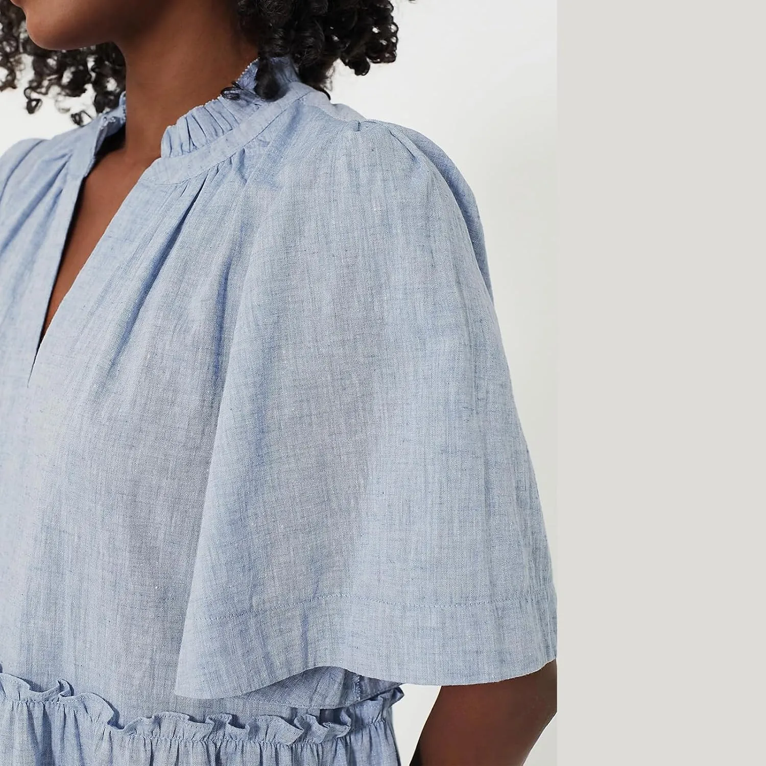 IMISSILLEB Women Summer Babydoll Dress Flutter Sleeve V Neck Tiered Short Sundress Casual Loose Flowy Collared Mini Dress