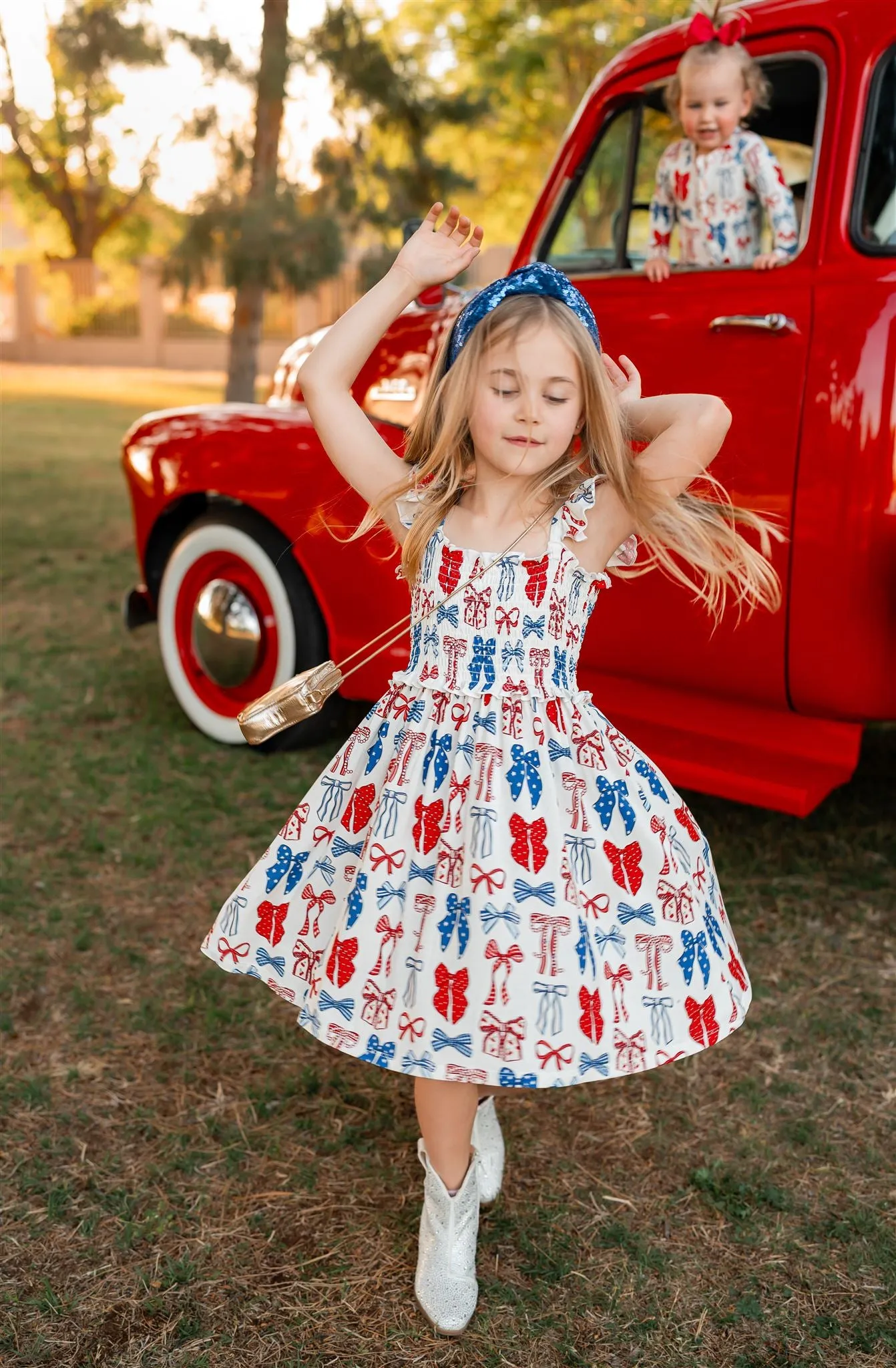 In My Jammers Red White & Blue Smocked Twirl Dress