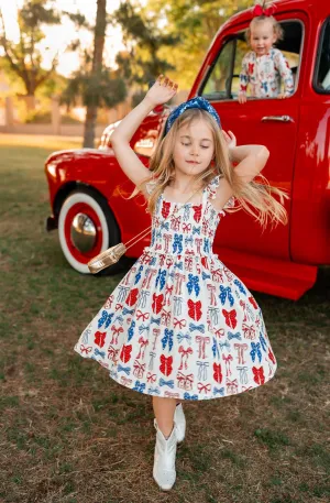 In My Jammers Red White & Blue Smocked Twirl Dress