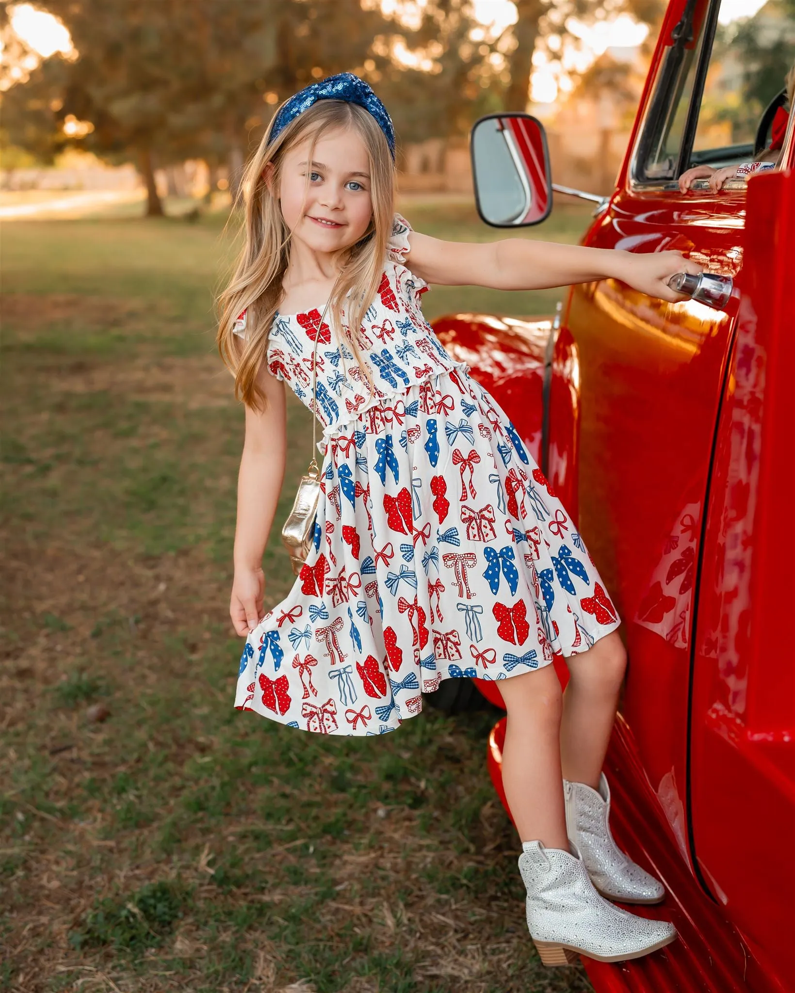 In My Jammers Red White & Blue Smocked Twirl Dress