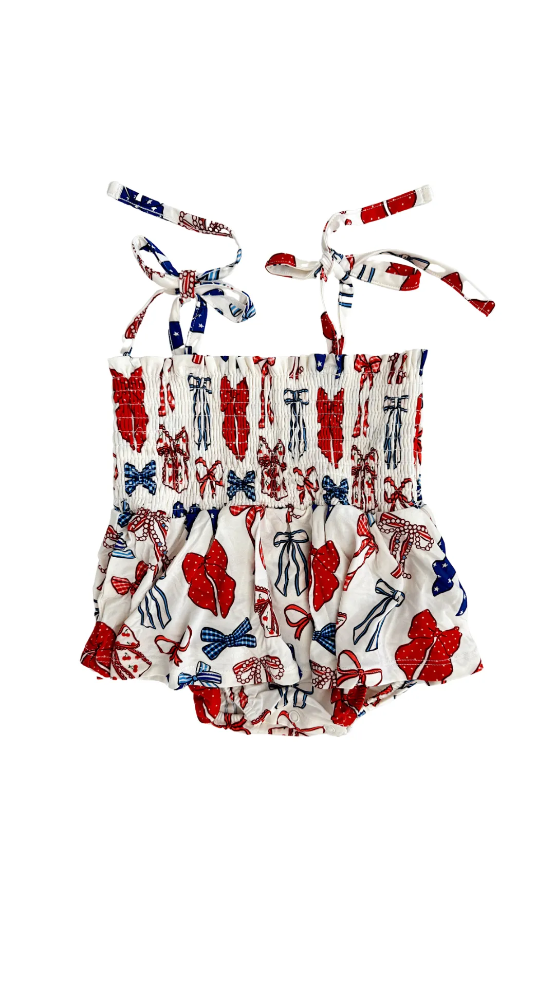 In My Jammers Red White & Blue Smocked Twirl Romper