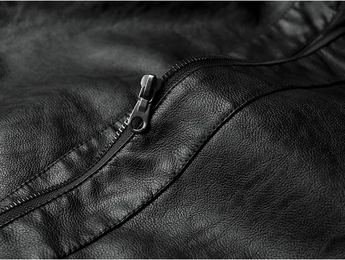 JUREX Mens Faux Leather Jacket Black Lightweight Outwear