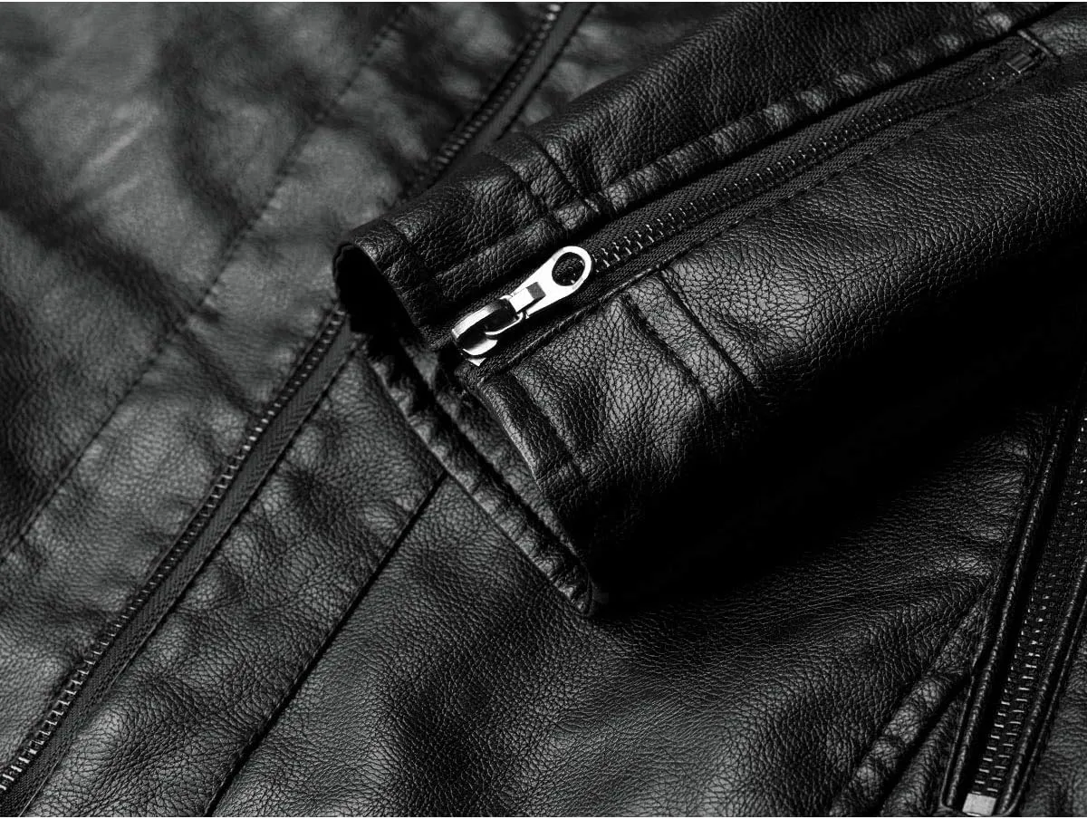 JUREX Mens Faux Leather Jacket Black Lightweight Outwear