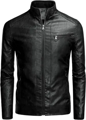 JUREX Mens Faux Leather Jacket Black Lightweight Outwear