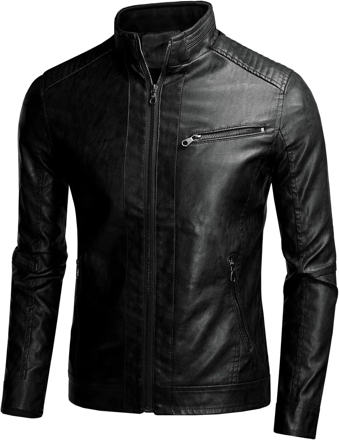 JUREX Mens Faux Leather Jacket Black Lightweight Outwear