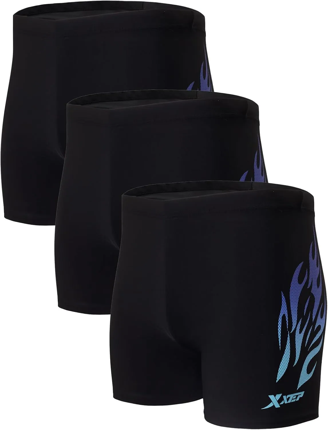 KANAV 3 Pack Men's Athletic Square Leg Swimsuit Jammers Durable Compression Swim Briefs Training Bathing Swimming Shorts