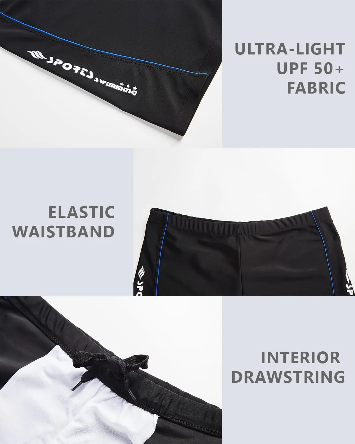 KANAV 3 Pack Men's Athletic Square Leg Swimsuit Jammers Durable Compression Swim Briefs Training Bathing Swimming Shorts