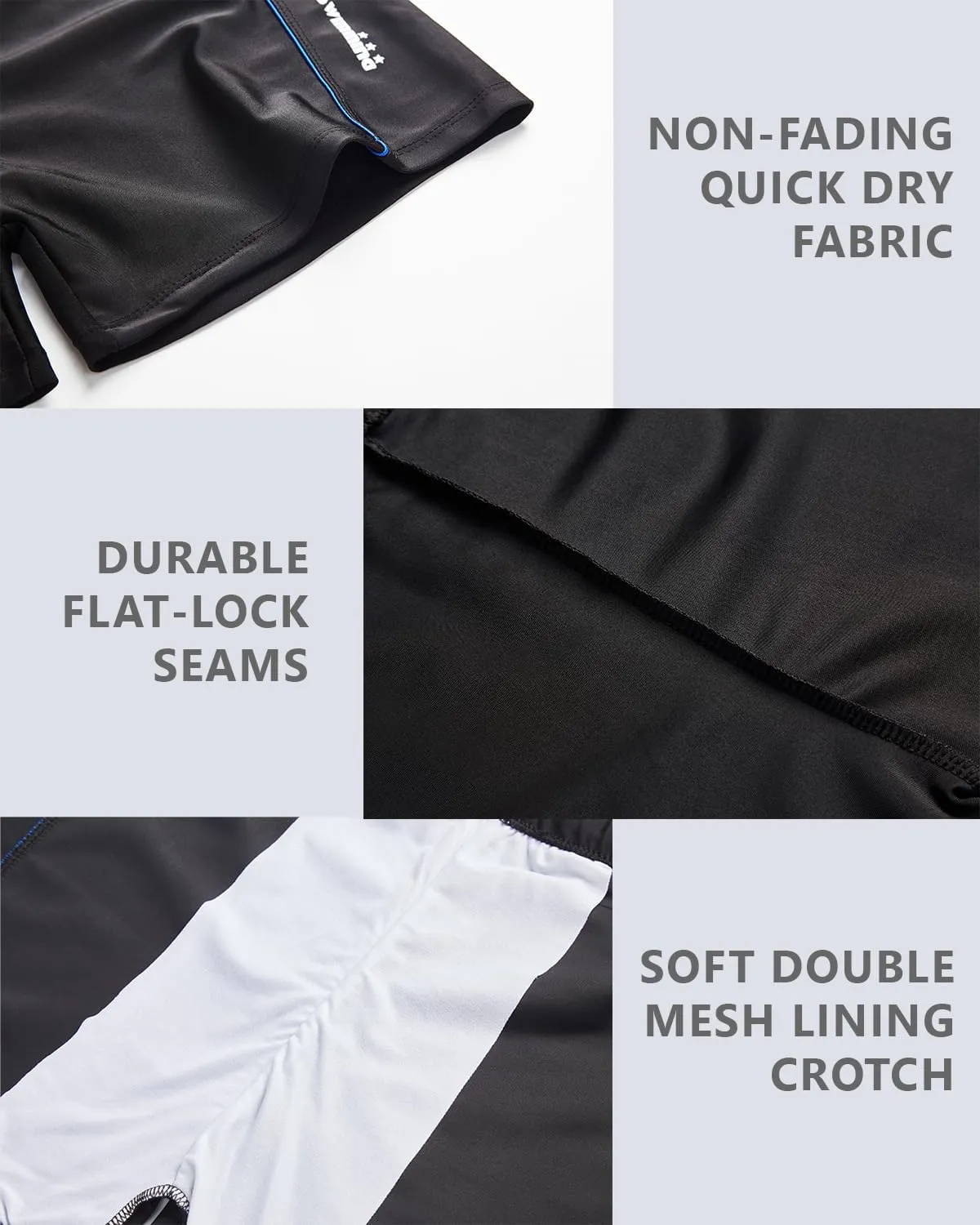 KANAV 3 Pack Men's Athletic Square Leg Swimsuit Jammers Durable Compression Swim Briefs Training Bathing Swimming Shorts