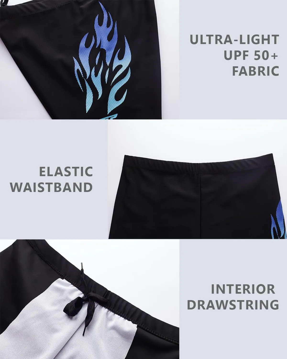 KANAV 3 Pack Men's Athletic Square Leg Swimsuit Jammers Durable Compression Swim Briefs Training Bathing Swimming Shorts