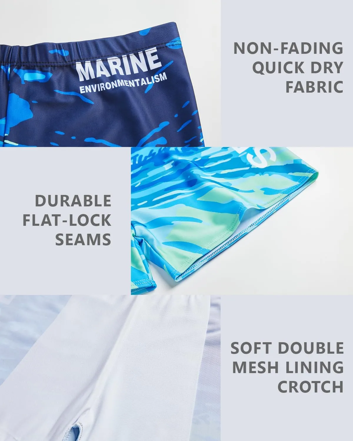 KANAV 3 Pack Men's Athletic Square Leg Swimsuit Jammers Durable Compression Swim Briefs Training Bathing Swimming Shorts