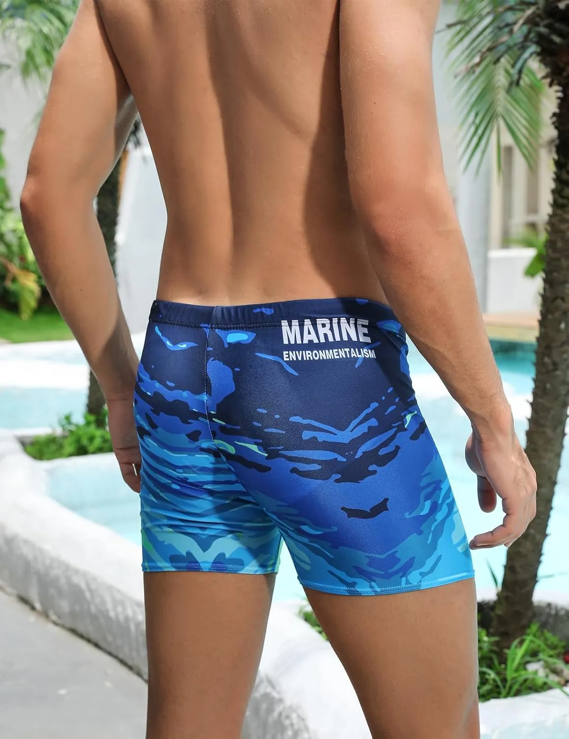 KANAV 3 Pack Men's Athletic Square Leg Swimsuit Jammers Durable Compression Swim Briefs Training Bathing Swimming Shorts
