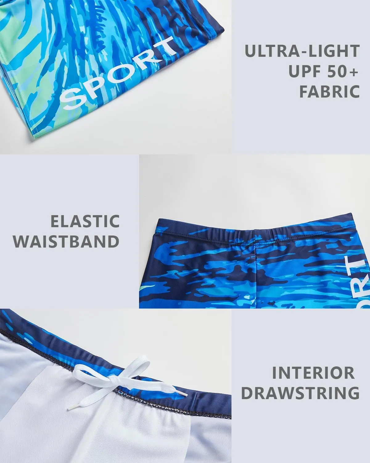 KANAV 3 Pack Men's Athletic Square Leg Swimsuit Jammers Durable Compression Swim Briefs Training Bathing Swimming Shorts