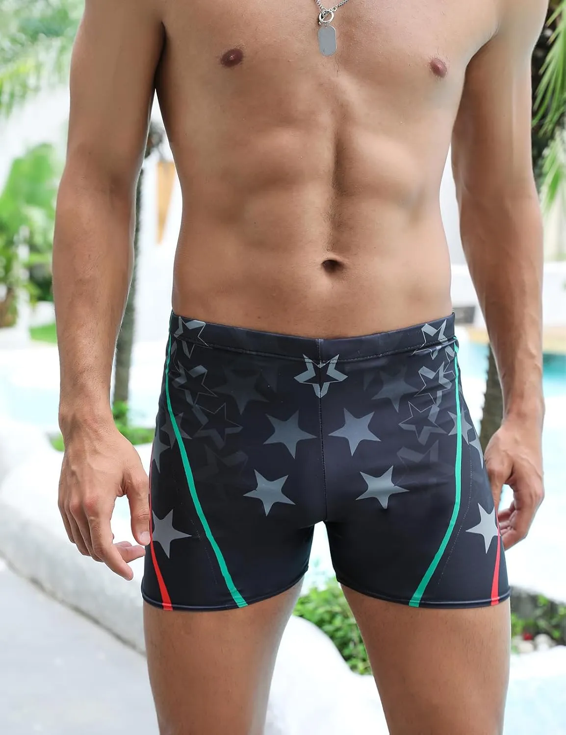 KANAV Men's Athletic Square Leg Swimsuit Jammers Durable Compression Swim Briefs Training Bathing Swimming Shorts