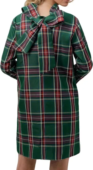 Kedera Women's Fall Bow Tie Dress Casual Mini Dress Ruffle Mock Neck Long Sleeve Dress Swing Elegant Shift Dress