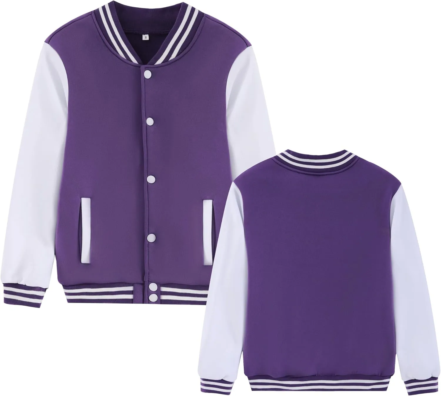 Kids Baseball Jackets Boys Girls Fit Varsity Jacket Casual Lightweight Plain Button Cardigan School Coat
