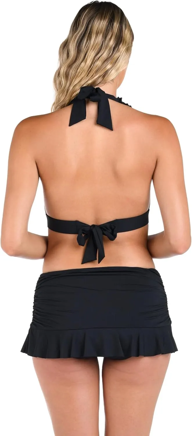 La Blanca Women's Island Goddess Asymmetrical Ruffle Skirted Swimsuit Bottom