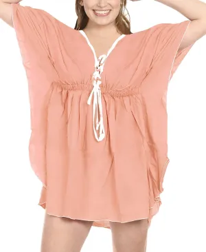 LA LEELA Swimwear Beach Bikini Cover up Women Swimsuit Summer Dresses Solid