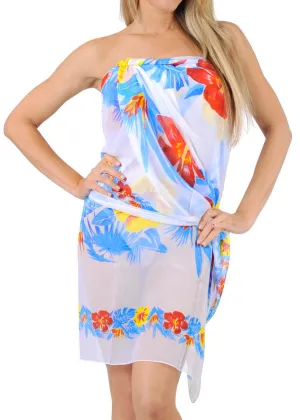 LA LEELA Women's Beach Cover Up Pareo Canga Swimsuit Sarong 72"x42" White_Q181