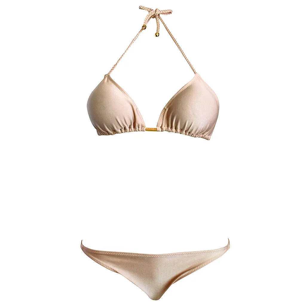 La Sirene Lila II Braided Triangle Women's String Bikini - Nude Pink Peach Blush