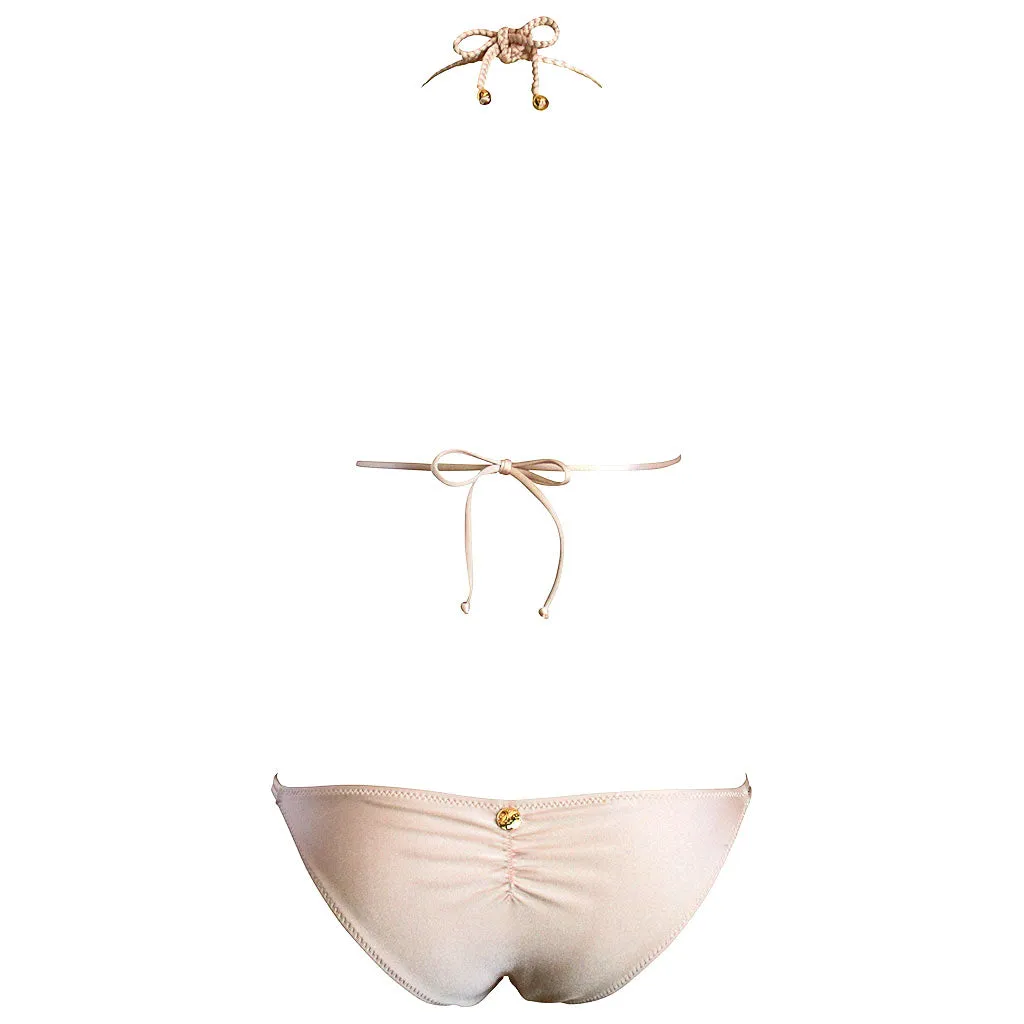 La Sirene Lila II Braided Triangle Women's String Bikini - Nude Pink Peach Blush