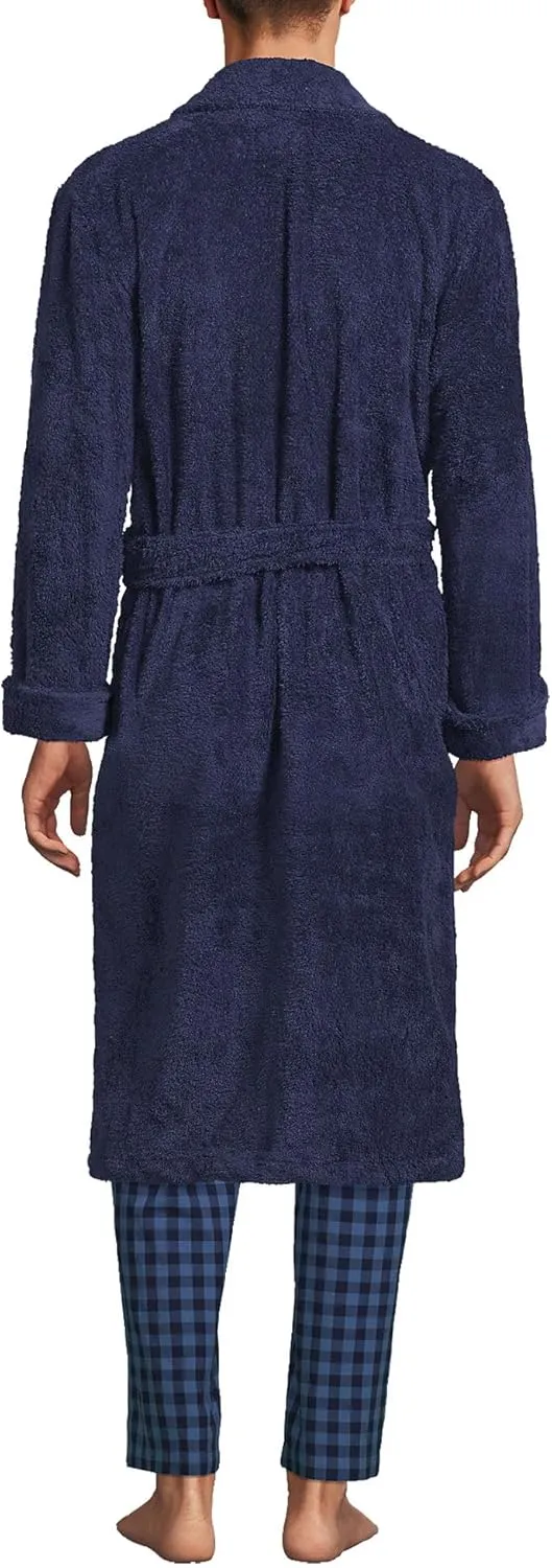 Lands' End Men's Calf Length Turkish Cotton Terry Bathrobe