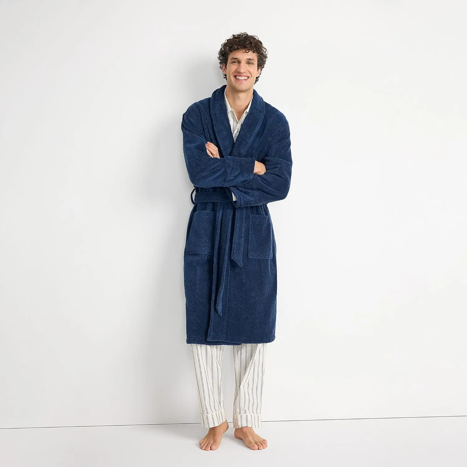 Lands' End Men's Calf Length Turkish Cotton Terry Bathrobe