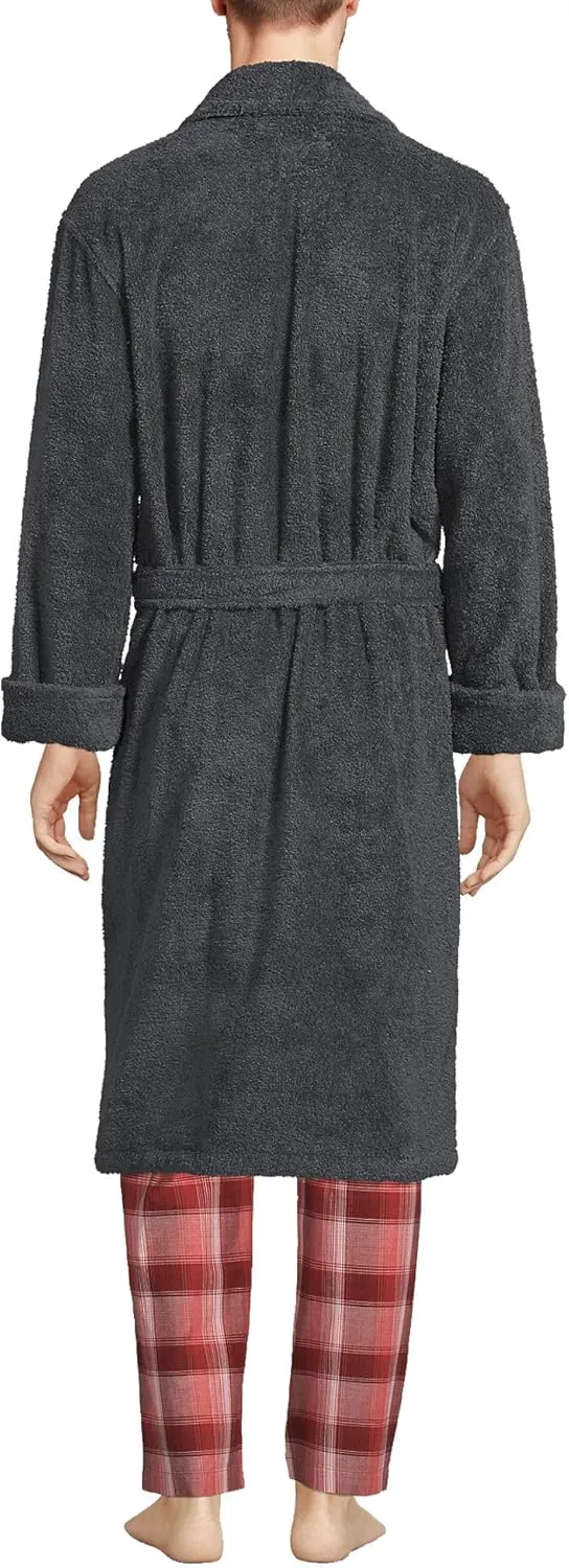 Lands' End Men's Calf Length Turkish Cotton Terry Bathrobe