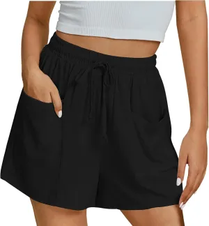 Lastesso Running Shorts for Women Lightweight High Waisted Drawstring Shorts with Pockets Breathable Workout Summer Shorts