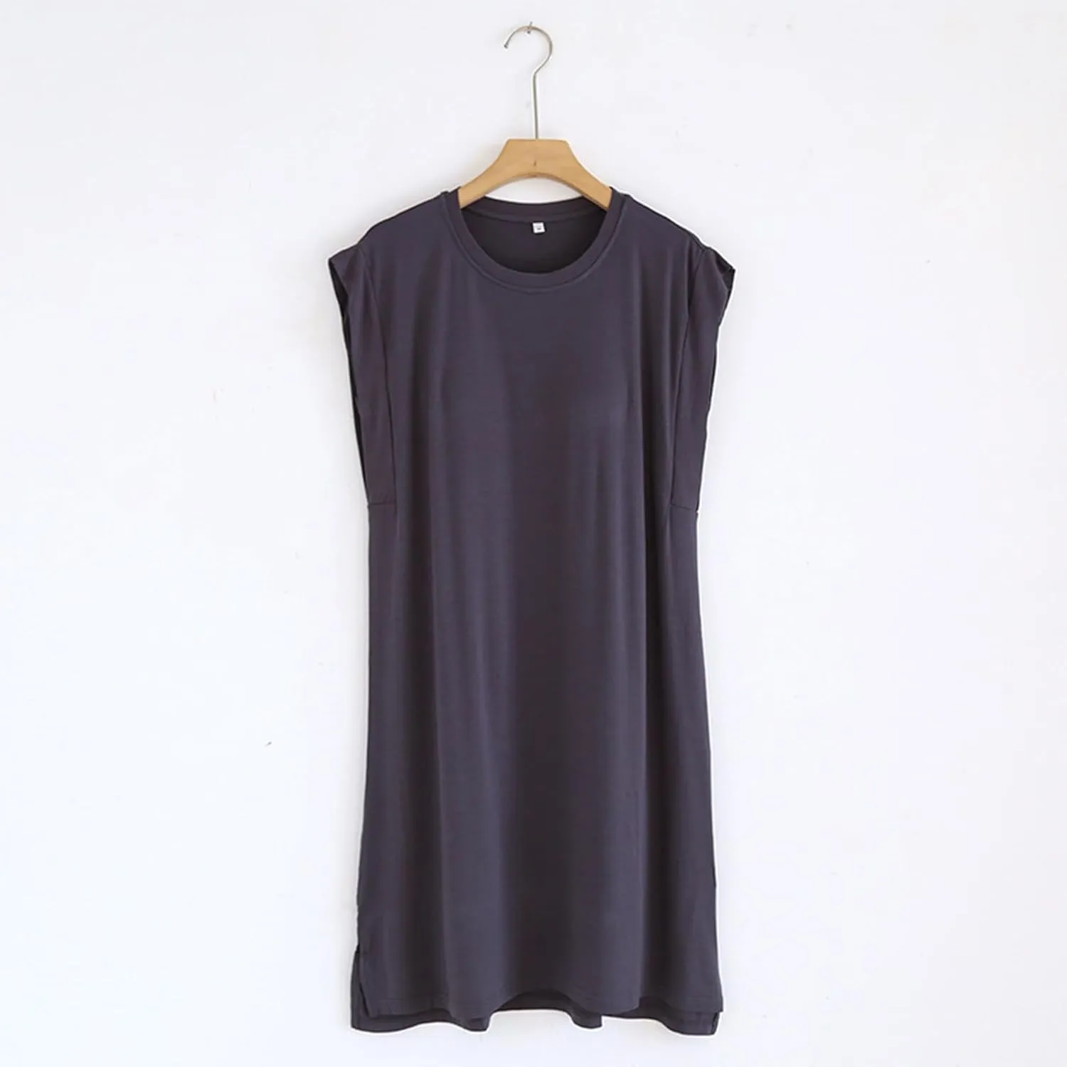 LEMONONSTORE Womens Sleeveless Nightgowns Padded Sleep Tank Dress Casual Full Slip Slit Long Chemise Nightshirt Sleepdress