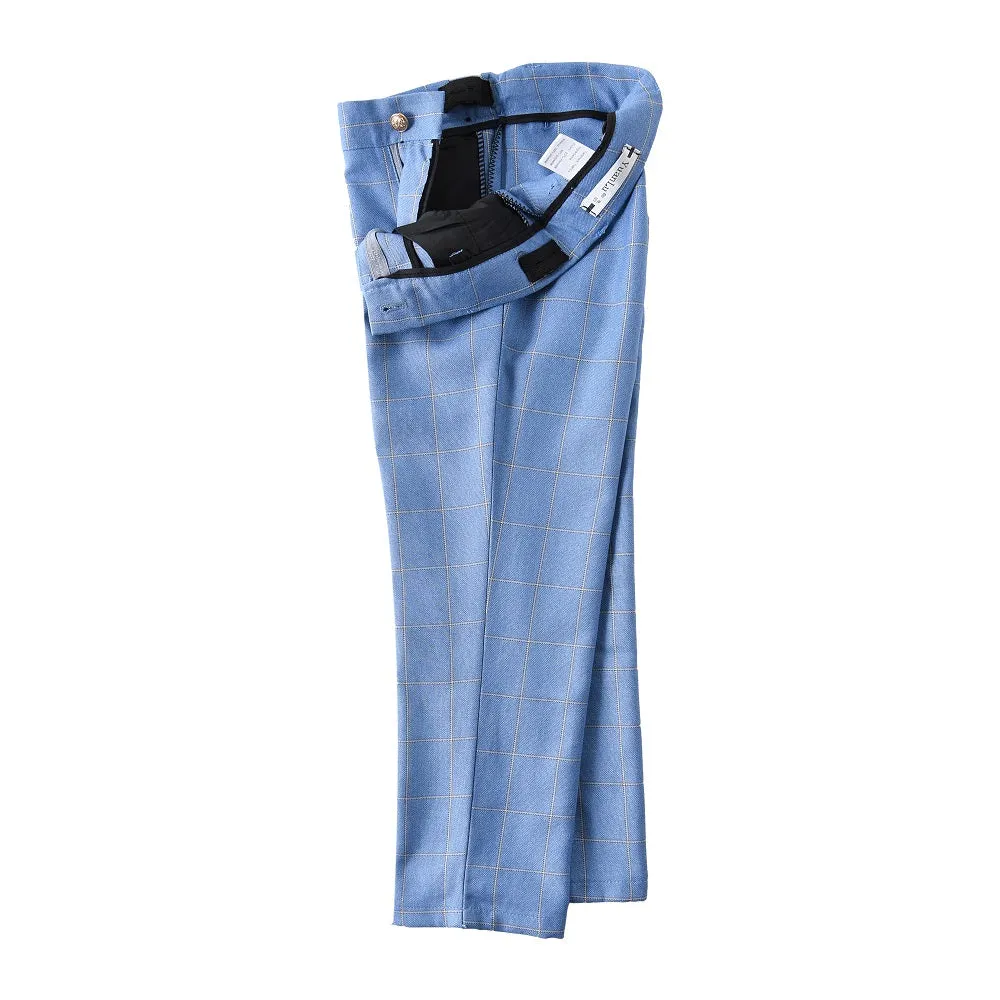 Light Blue Plaid Elegant Formal 4 Piece Boys Suits With Jacket Pants Shirt Tie