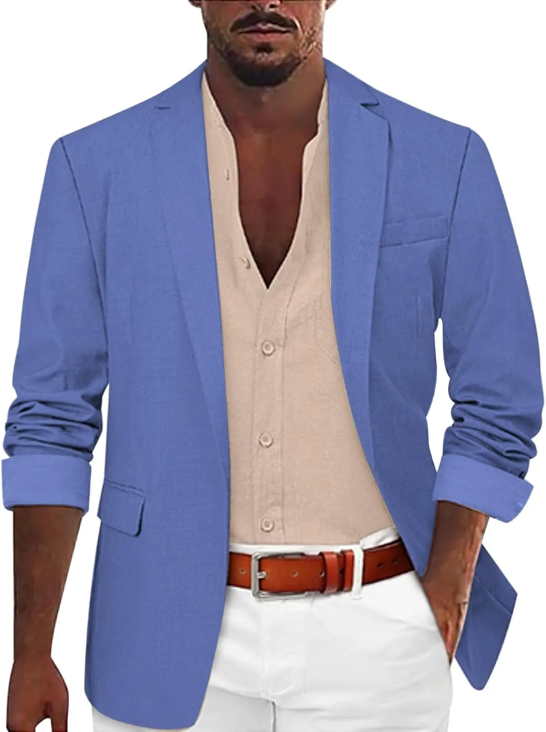 Linen Blazer Men Summer Casual Business Suit Jackets Lightweight Sports Linen Suit Jacket for Men