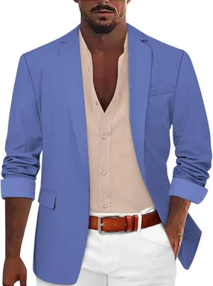 Linen Blazer Men Summer Casual Business Suit Jackets Lightweight Sports Linen Suit Jacket for Men