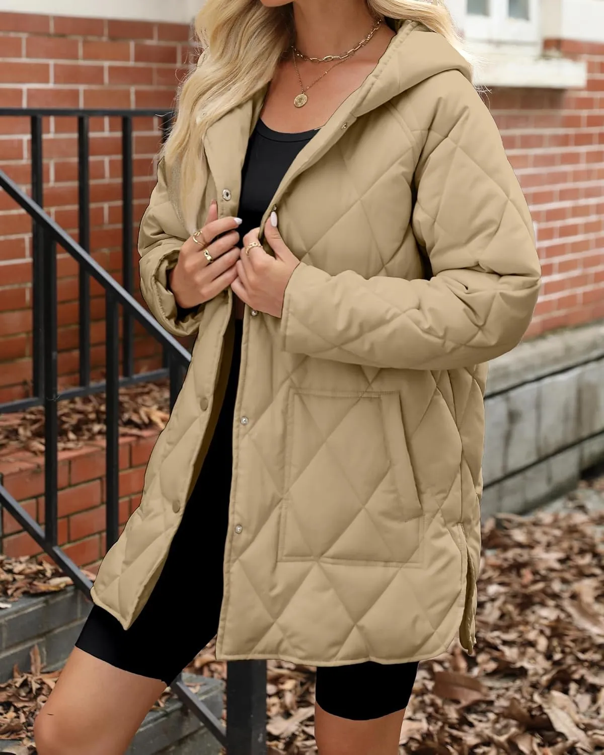 Long Jackets for Women Lightweight Warm Winter Coats for Women Diamond Quilted Hooded Puffer Jacket with Pockets