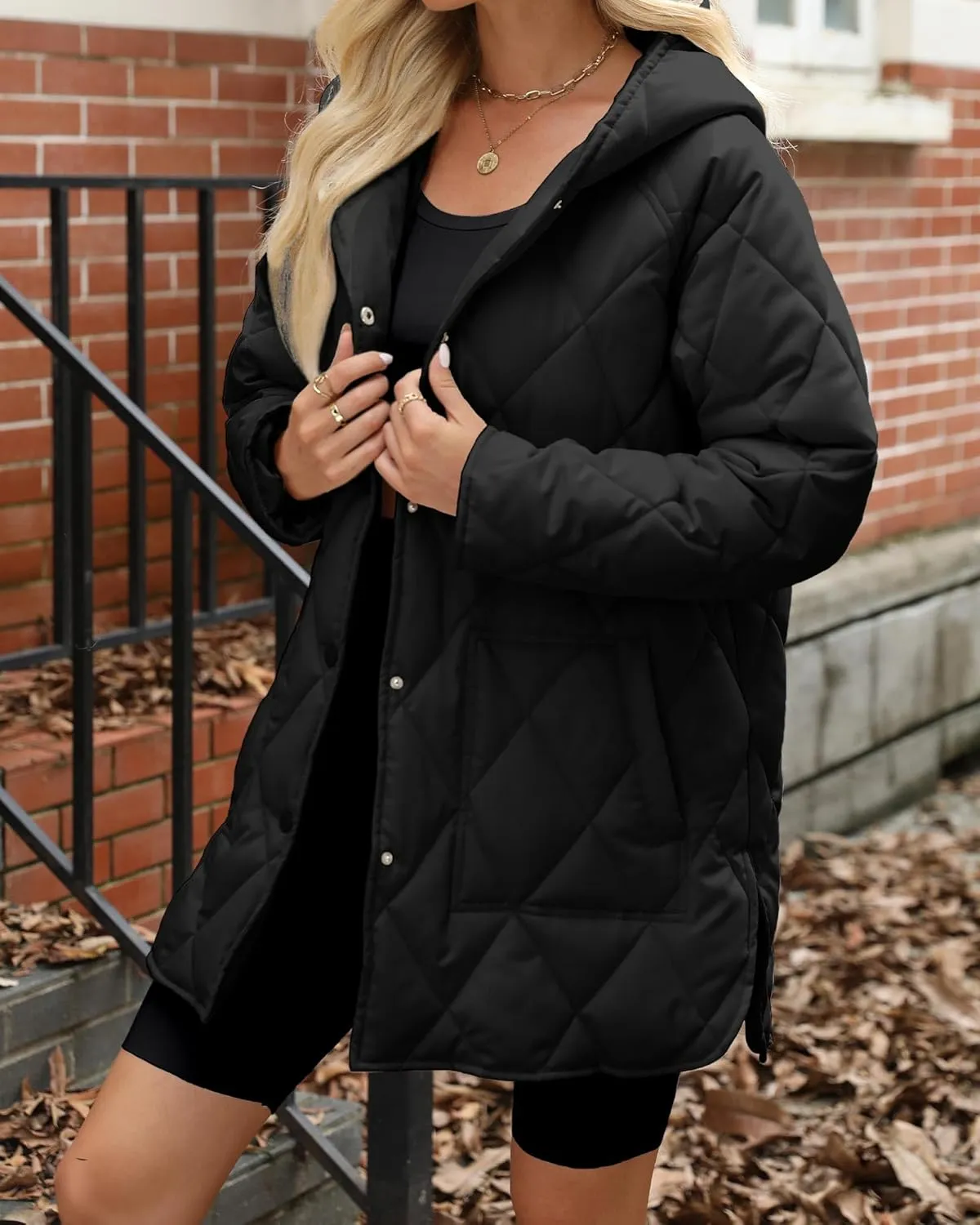Long Jackets for Women Lightweight Warm Winter Coats for Women Diamond Quilted Hooded Puffer Jacket with Pockets