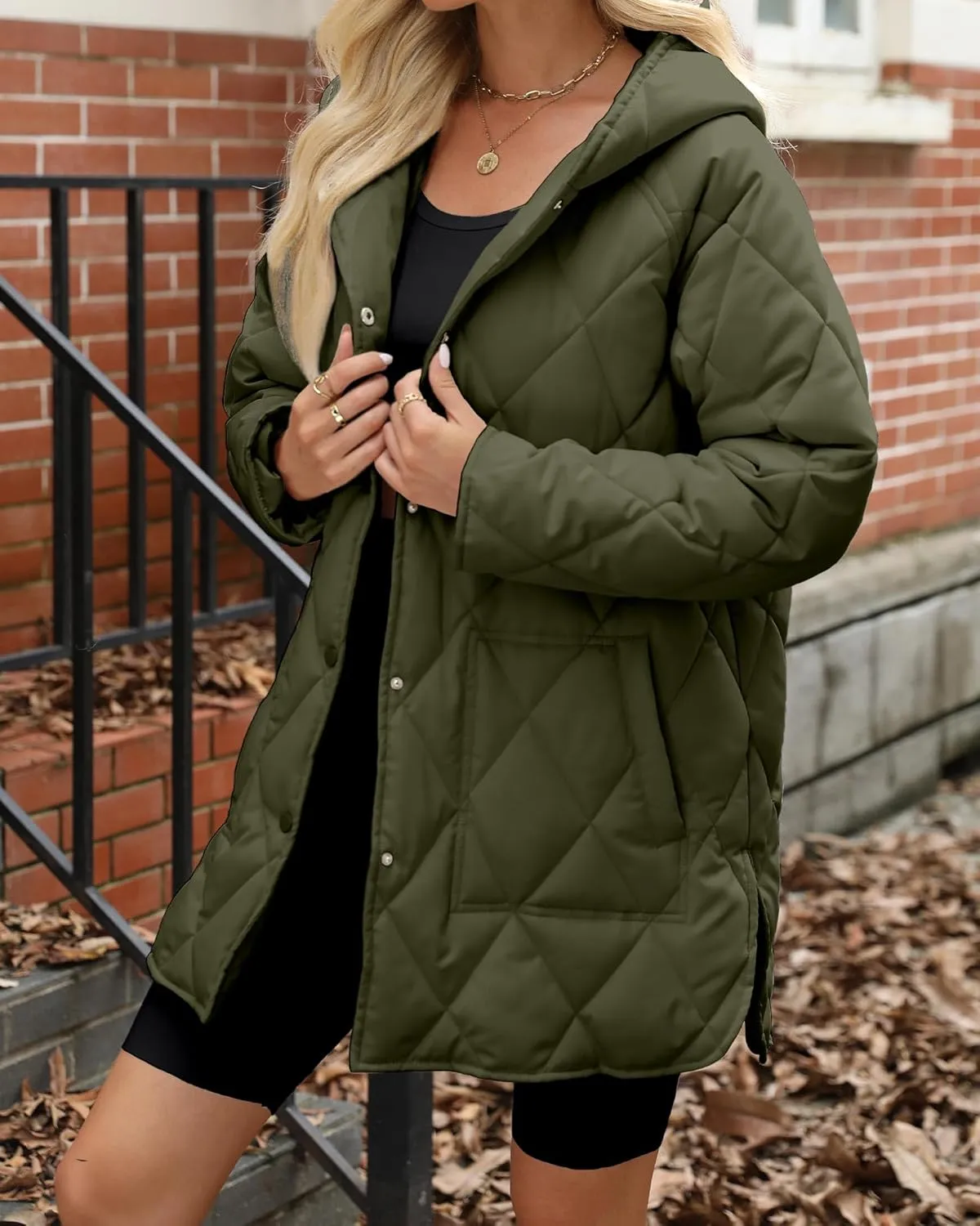 Long Jackets for Women Lightweight Warm Winter Coats for Women Diamond Quilted Hooded Puffer Jacket with Pockets