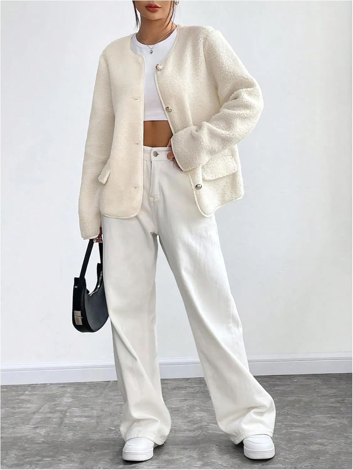 MakeMeChic Women's Lightweight Cardigan Blazers Casual Long Sleeve Open Front Button Down Jackets Outerwear