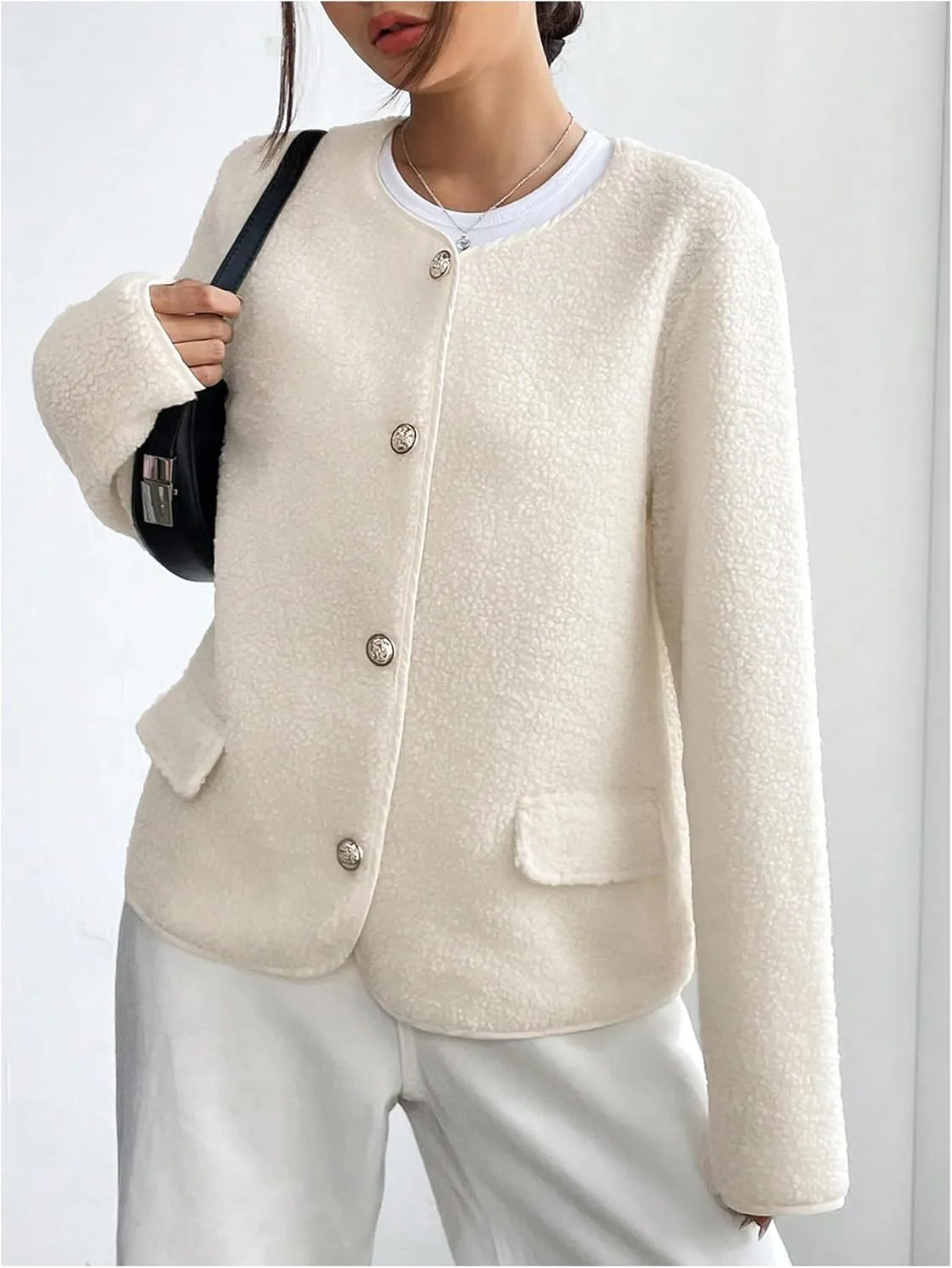 MakeMeChic Women's Lightweight Cardigan Blazers Casual Long Sleeve Open Front Button Down Jackets Outerwear