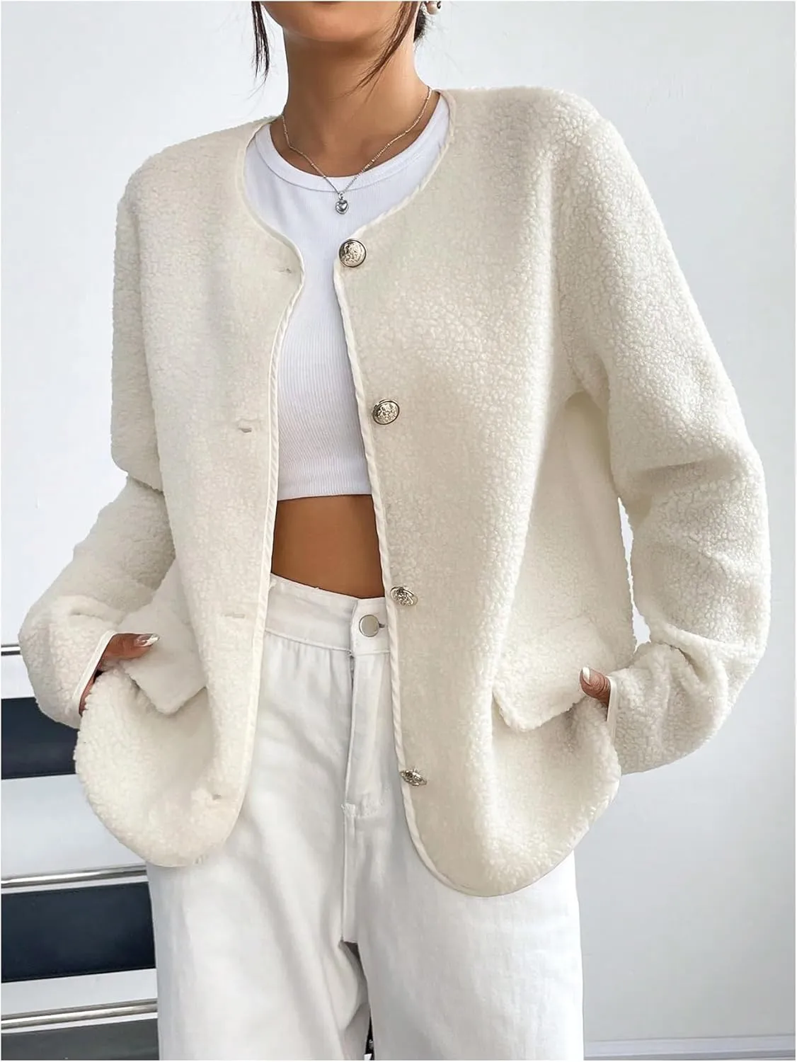 MakeMeChic Women's Lightweight Cardigan Blazers Casual Long Sleeve Open Front Button Down Jackets Outerwear