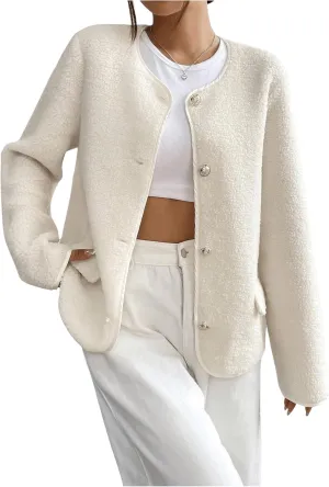 MakeMeChic Women's Lightweight Cardigan Blazers Casual Long Sleeve Open Front Button Down Jackets Outerwear