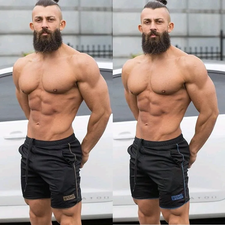 Men Fitness Bodybuilding Shorts Summer Workout Breathable Quick Dry