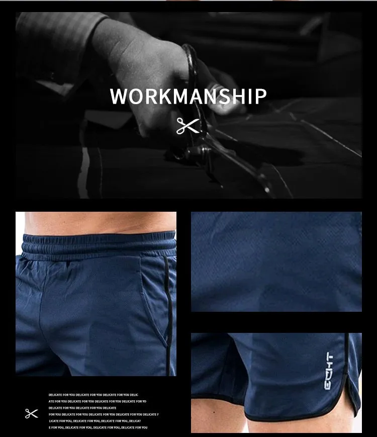 Men Fitness Bodybuilding Shorts Summer Workout Breathable Quick Dry