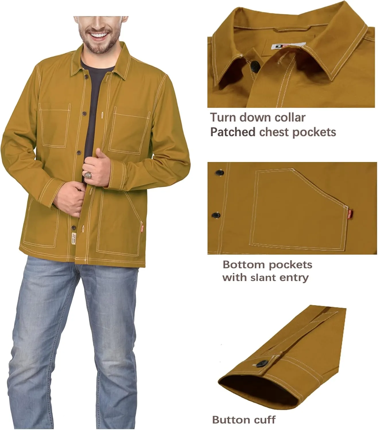 Mens Casual Lightweight Jacket Cotton Overshirts Button Down Shirt Jackets Regular & Big-tall Shacket Jacket