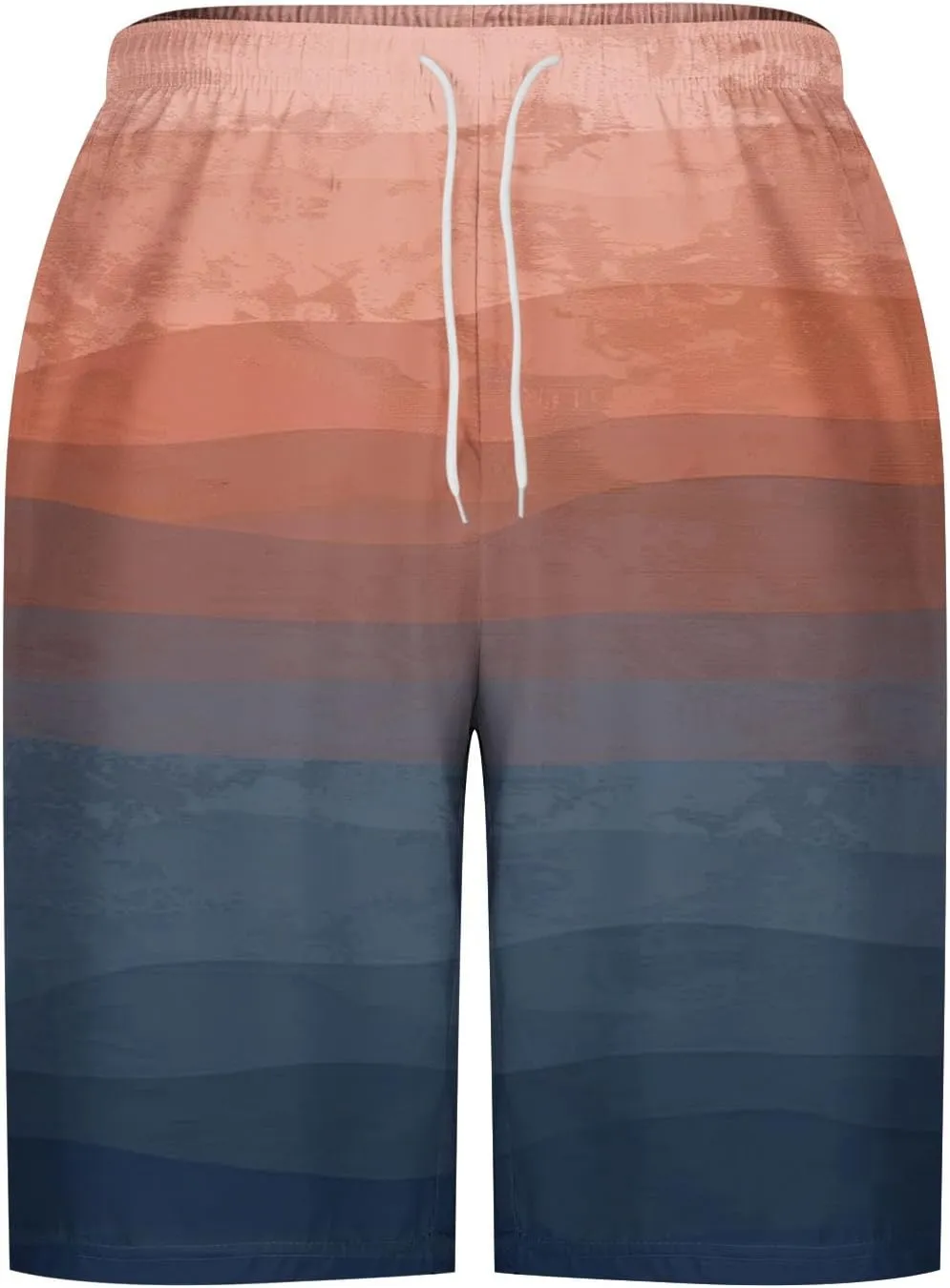Mens Casual Shorts Gradient Color Fashion Elastic Waist Drawstring Shorts Summer Beach Vocation Shorts with Pockets