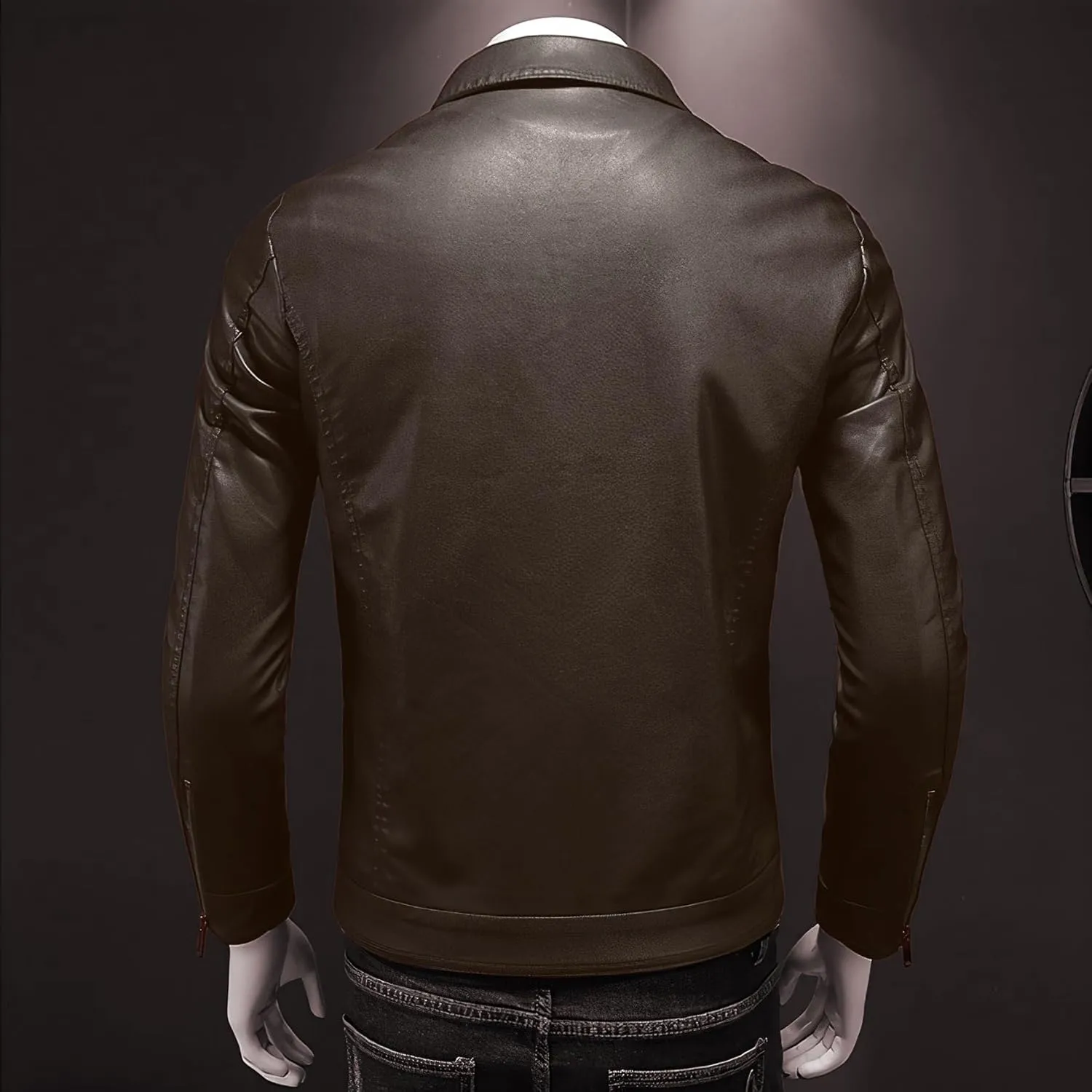 Mens Leather Jacket Motorcycle Black Biker Jackets Vintage Faux Leather Outwear Casual Lightweight